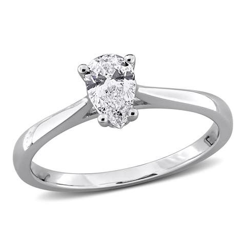 1/2 CTW Lab Grown Diamond Pear Solitaire Ring