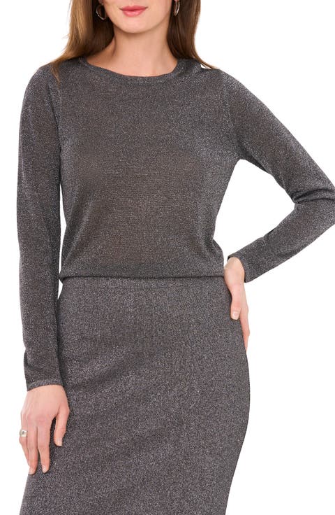 Metallic Scoop Neck Sweater