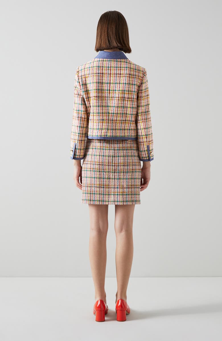 LK Bennett Marguerit Crop Jacket, Alternate, color, Blue/ Multi