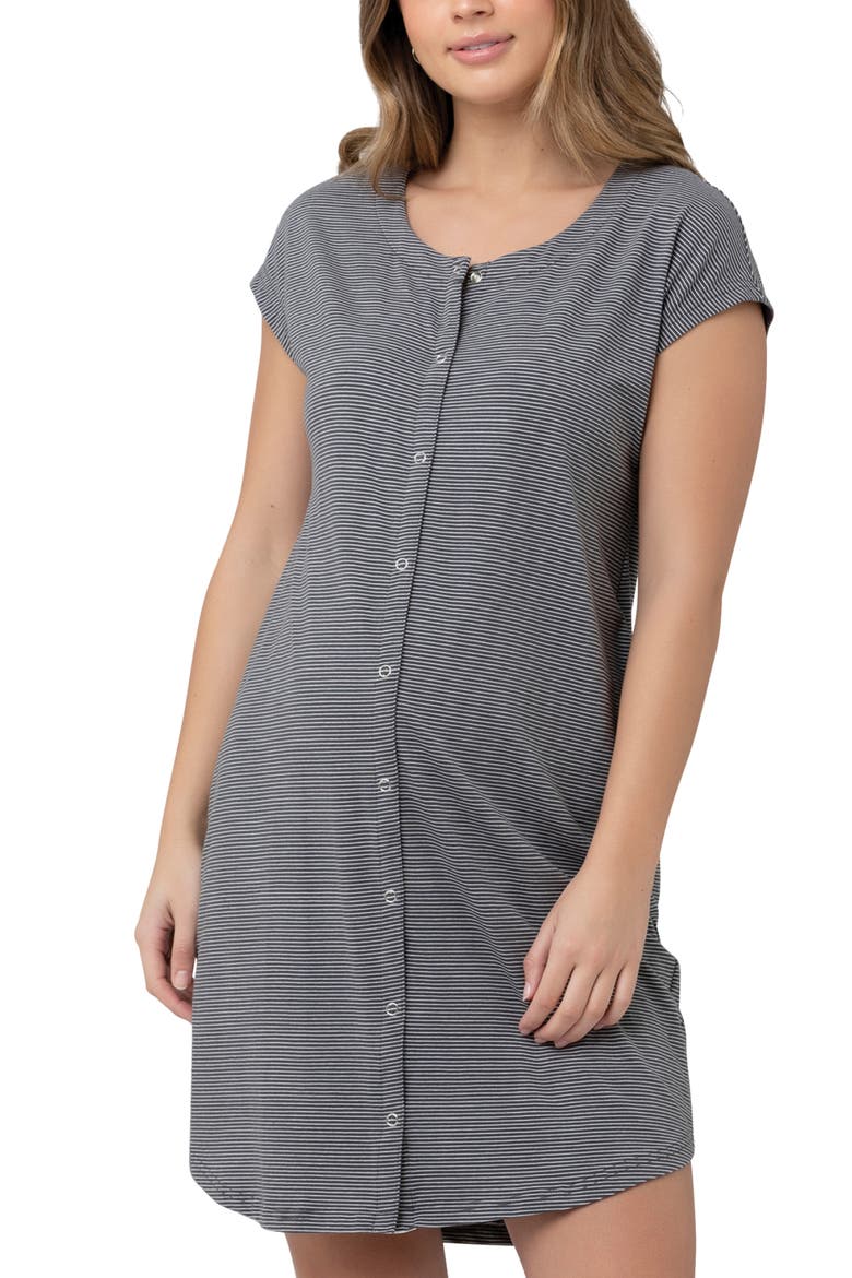 Blake Organic S/Slv Nightie, Alternate, color, Gunship / White