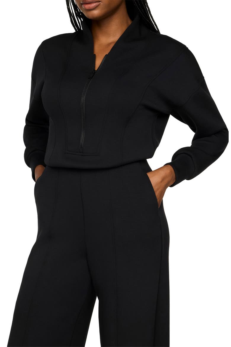 AirEssentials® Long Sleeve Shawl Collar Jumpsuit, Main, color, VERY BLACK