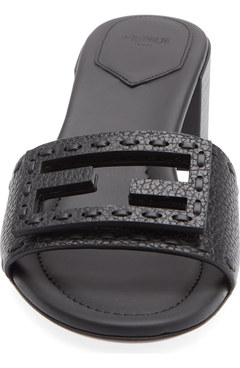 Fendi Baguette Slide Sandal, Alternate, color, Nero