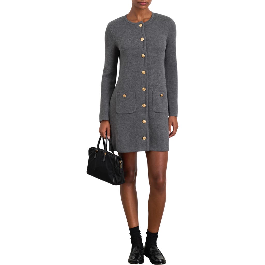 Shop Alex Mill Stella Long Sleeve Cotton & Cashmere Knit Minidress In Heather Grey