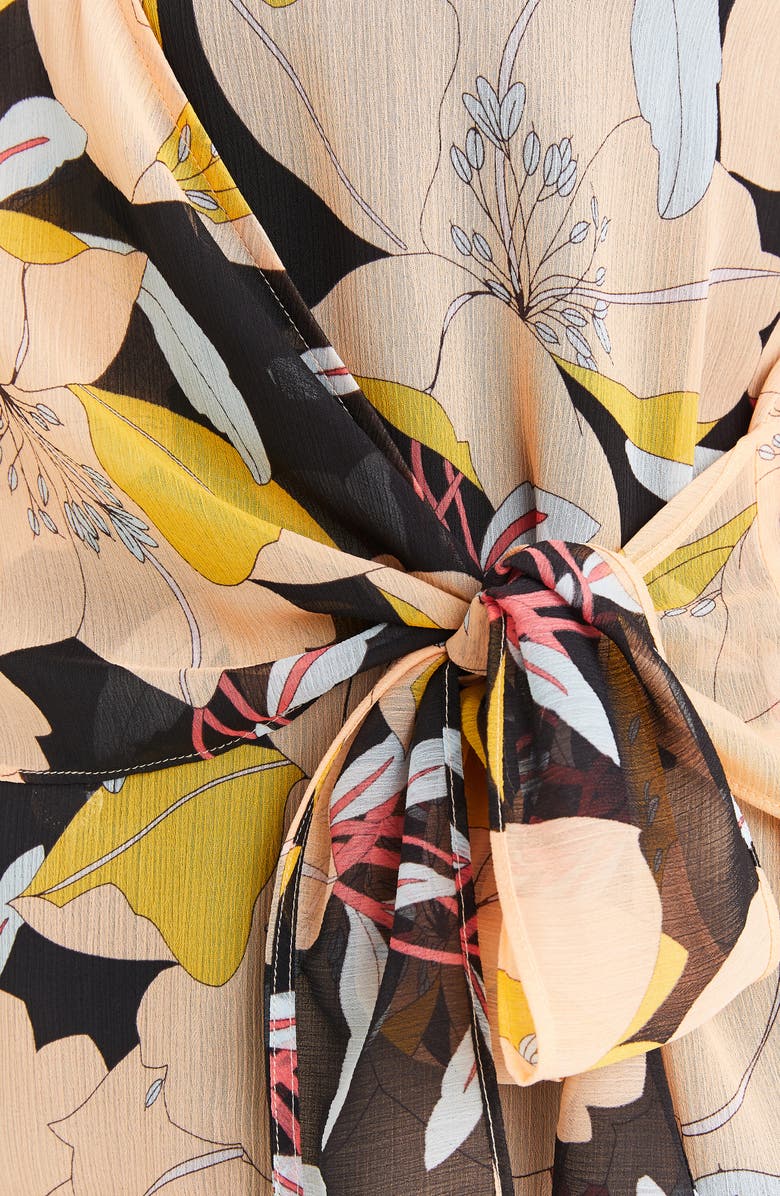 Estelle Sherbet Garden Chiffon Wrap Blouse, Alternate, color,