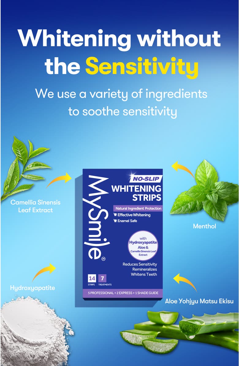 MySmile Non-Slip Teeth Whitening Strips with Natural Ingredients, Alternate, color, 21 Sets