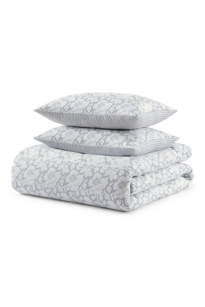 Copper Floral Stripe Comforter Set, Main, color, MIST BLUE/ WHITE