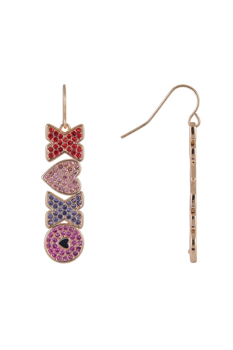 Stone Hugs and Kisses Linear Earrings, Alternate, color, Red