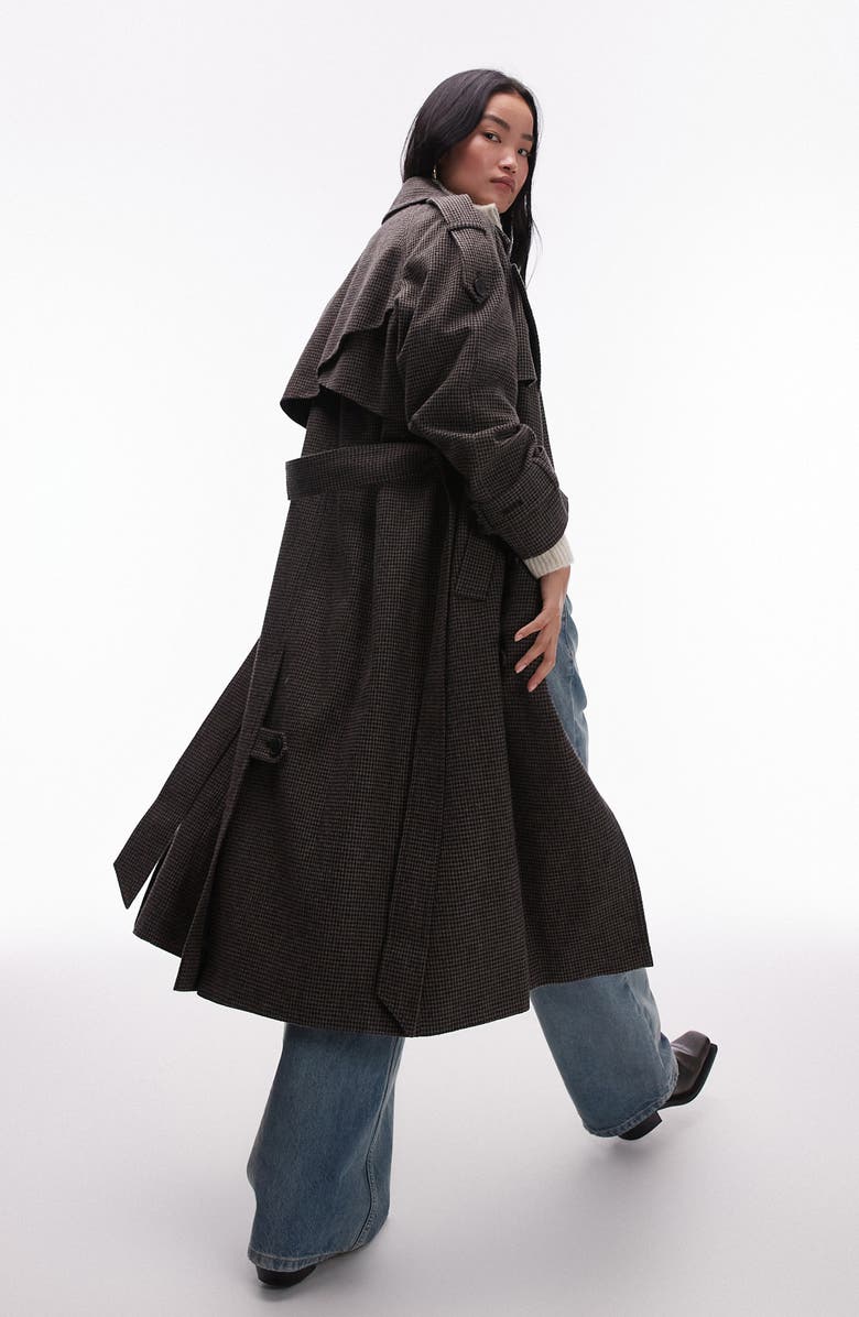 Topshop Heritage Houndstooth Trench Coat, Alternate, color,