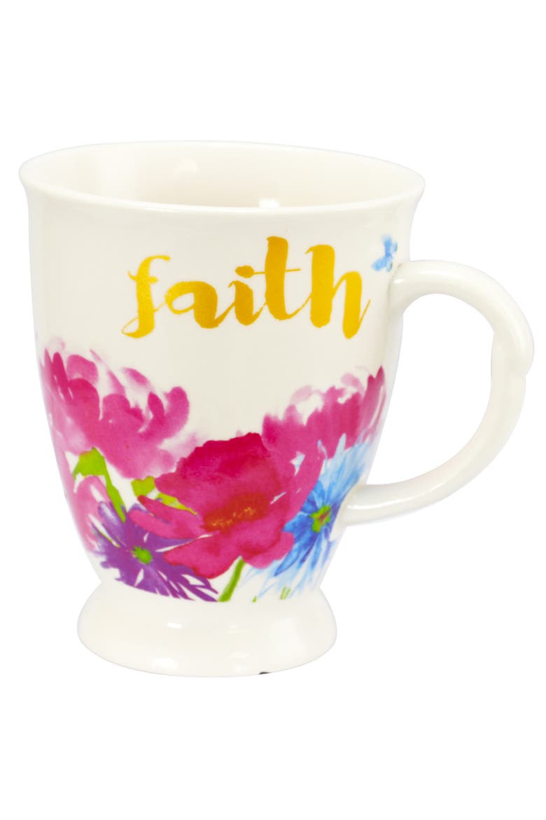 Bold Floral 17.4 oz Cup Set, Set of 4 Assorted Designs, Alternate, color, White