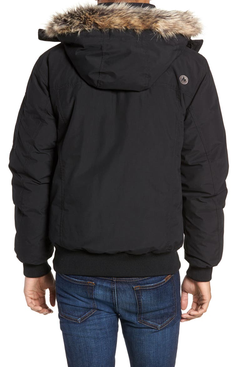 Stonehaven Waterproof 700 Fill Power Down Jacket with Faux Fur Trim, Alternate, color, BLACK
