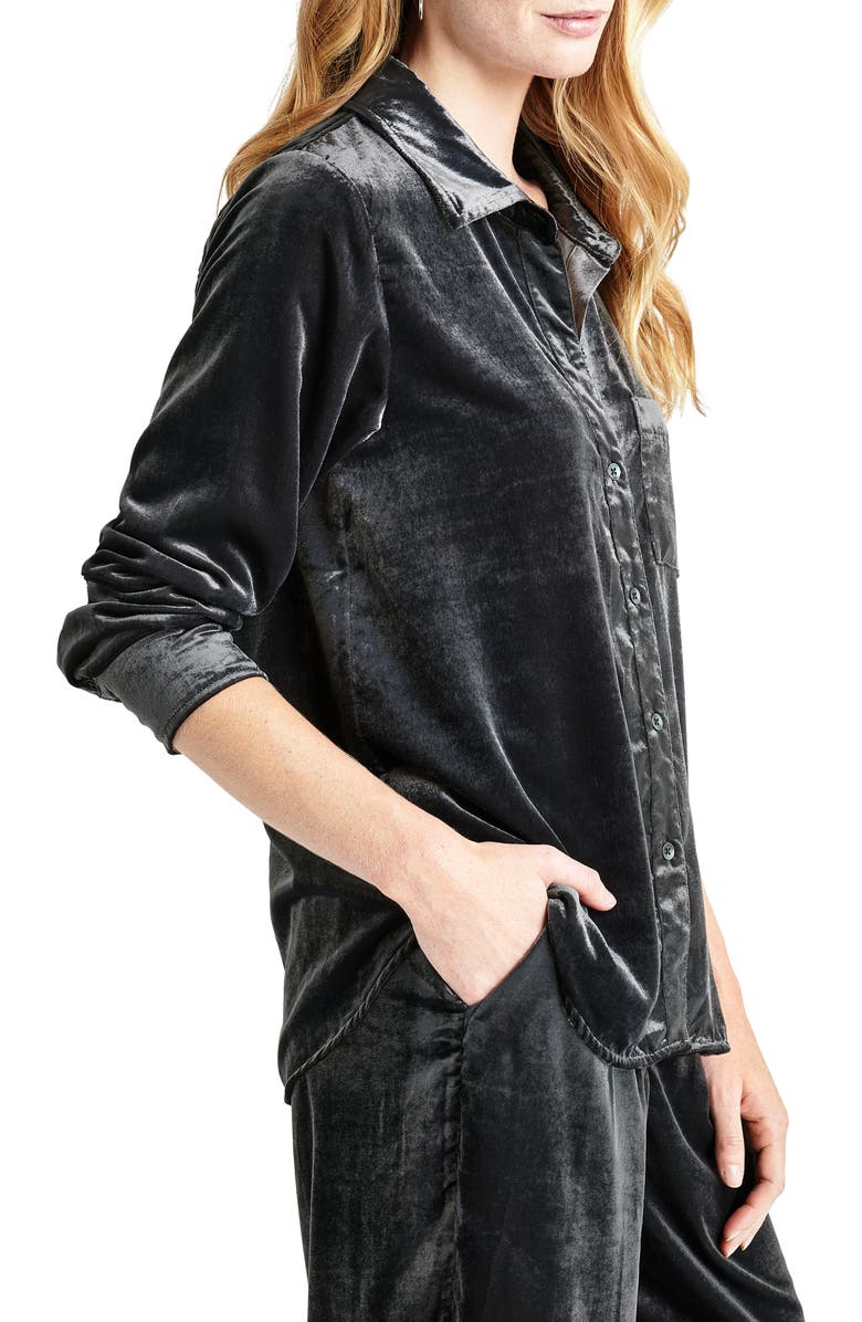 Splendid Irene Stretch Velvet Button-Up Shirt, Alternate, color,