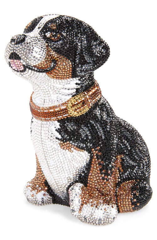 Judith Leiber Juno Puppy Crystal Clutch<br /> in Silver Chalk Multi 