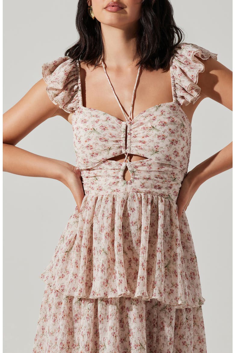 Emmeline Floral Tiered Dress, Alternate, color, PINK PETITE FLORAL