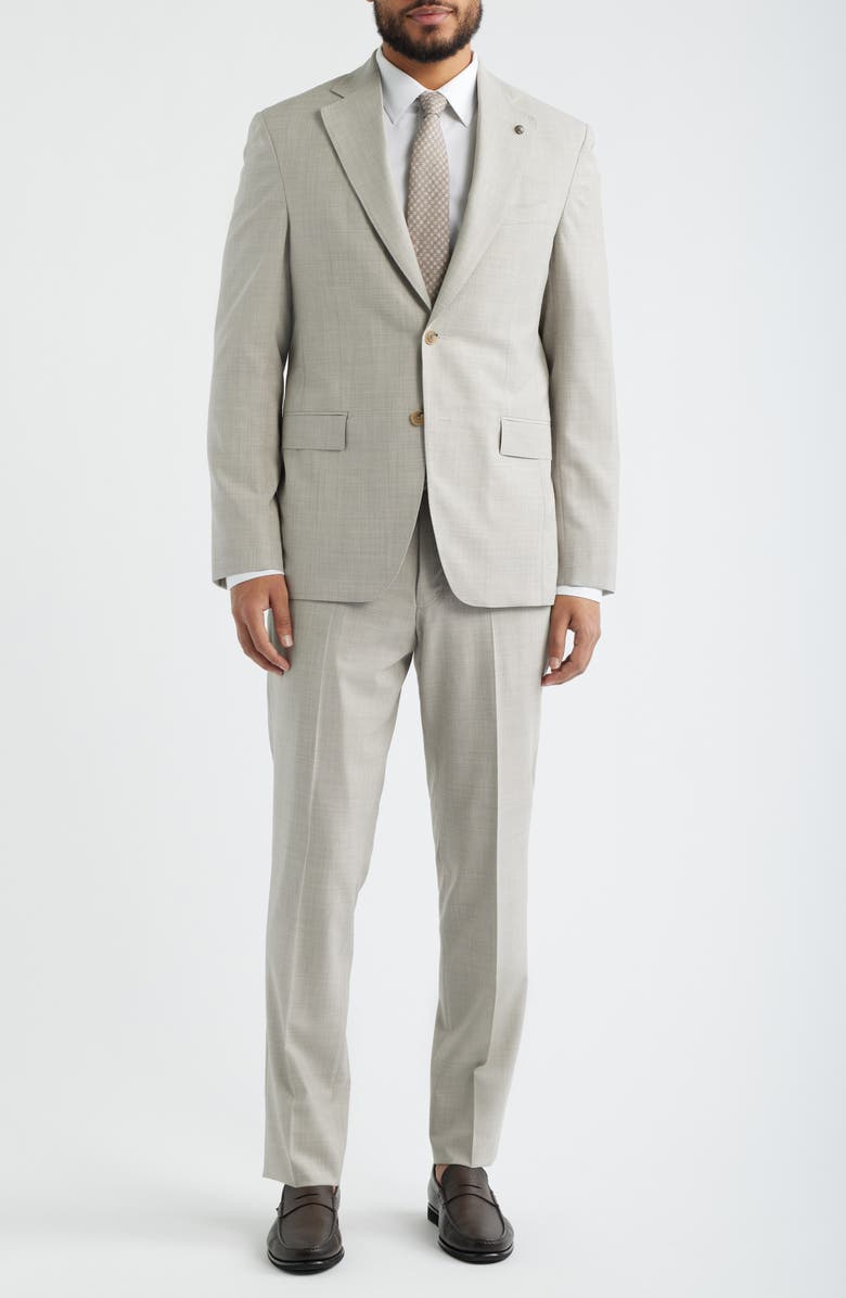 Jack Victor Mason Regular Fit Tan Glen Check Wool & Silk Mélange Suit, Main, color, Sand