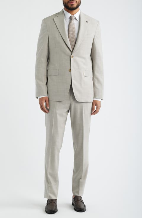 Mason Regular Fit Tan Glen Check Wool & Silk Mélange Suit