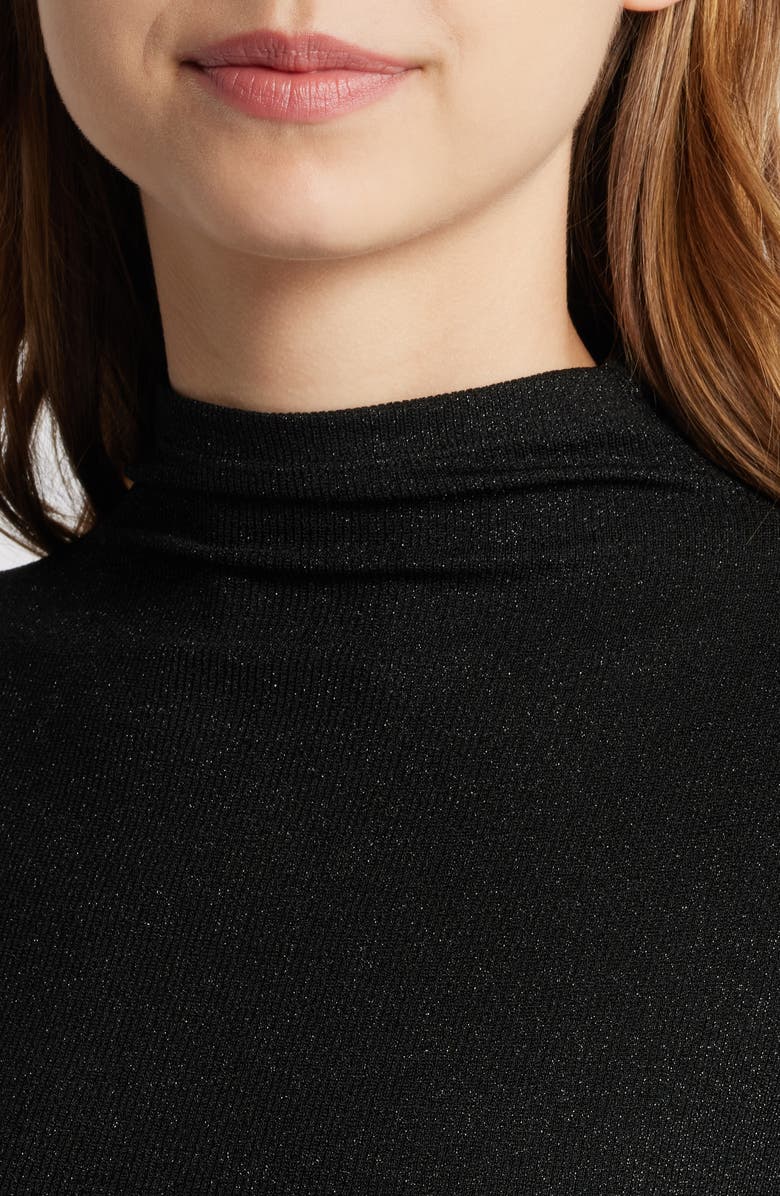 FRAME Metallic Funnel Neck Top, Alternate, color, Black