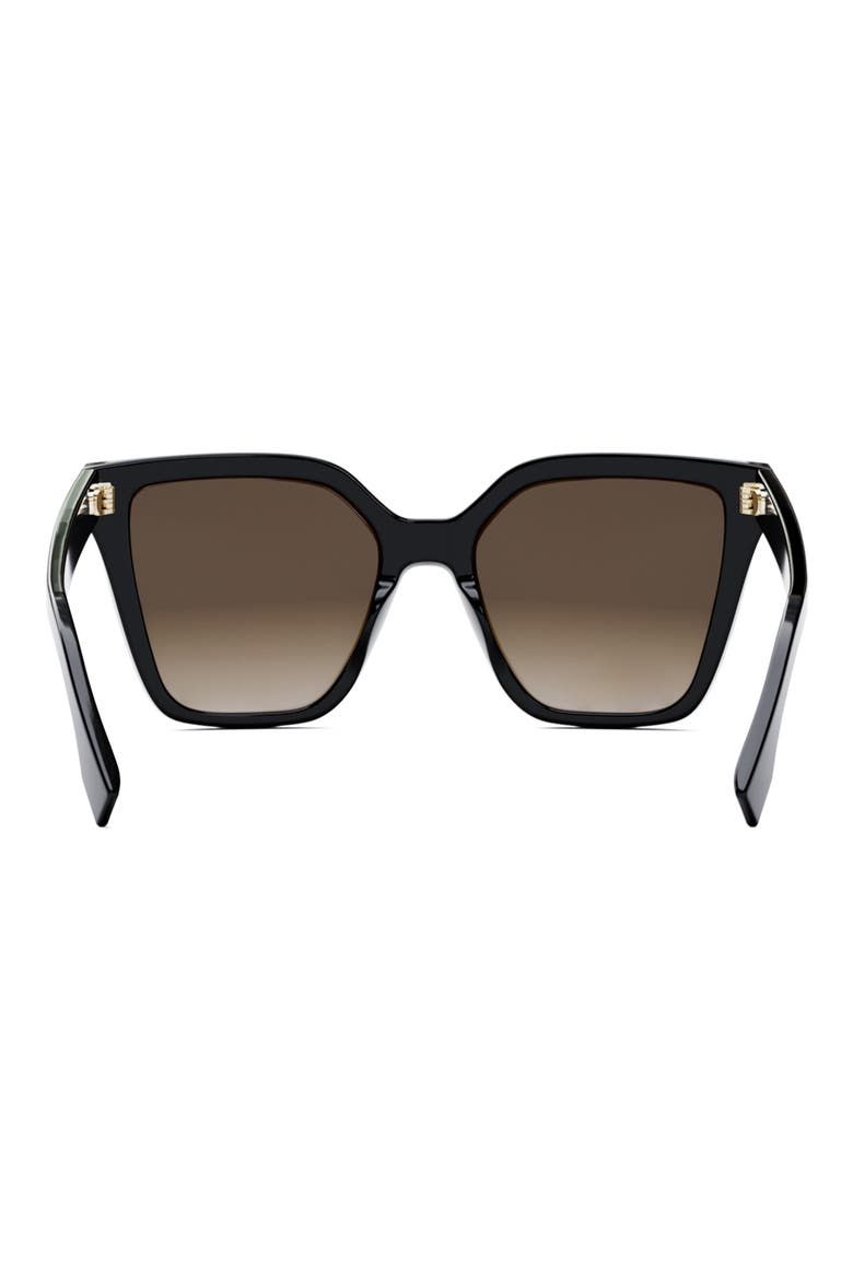 'Fendi Lettering 55mm Geometric Sunglasses, Alternate, color, SHINY BLACK / GRADIENT BROWN