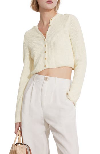 & Other Stories Crop Cotton Cardigan In White