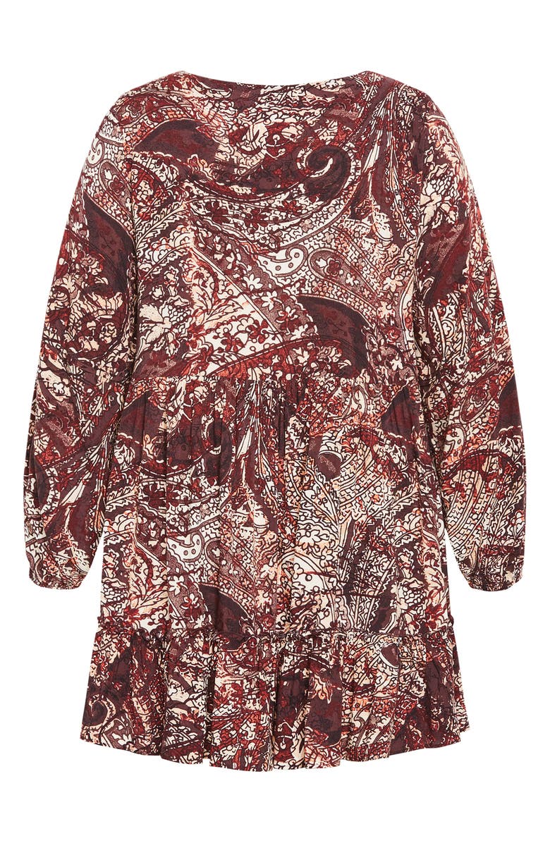 City Chic Mira Long Sleeve Paisley Tiered Dress, Alternate, color, Paisley