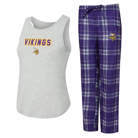 Women's Concepts Sport  Heather Gray/Purple Minnesota Vikings Regulate Plaid Tank Top & Pants Sleep Set