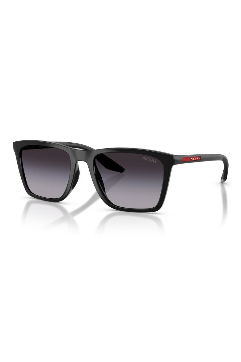 56mm Pillow Sunglasses, Alternate, color, BLACK / GREY GRADIENT