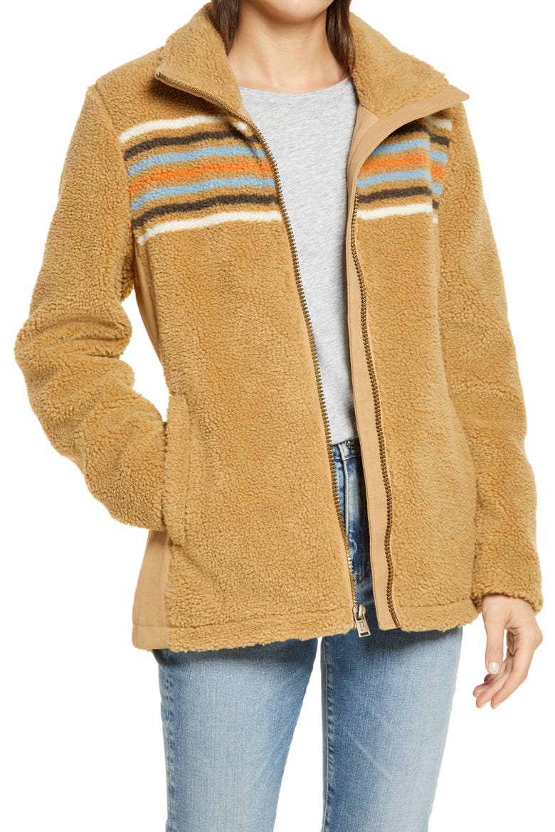 Brooke Chimayo High Pile Fleece Jacket, Main, color, CHAMOIS CHIMAYO