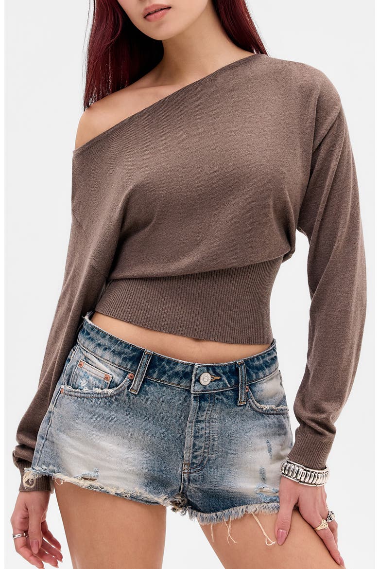 Bailey Off the Shoulder Sweater, Main, color, BROWN