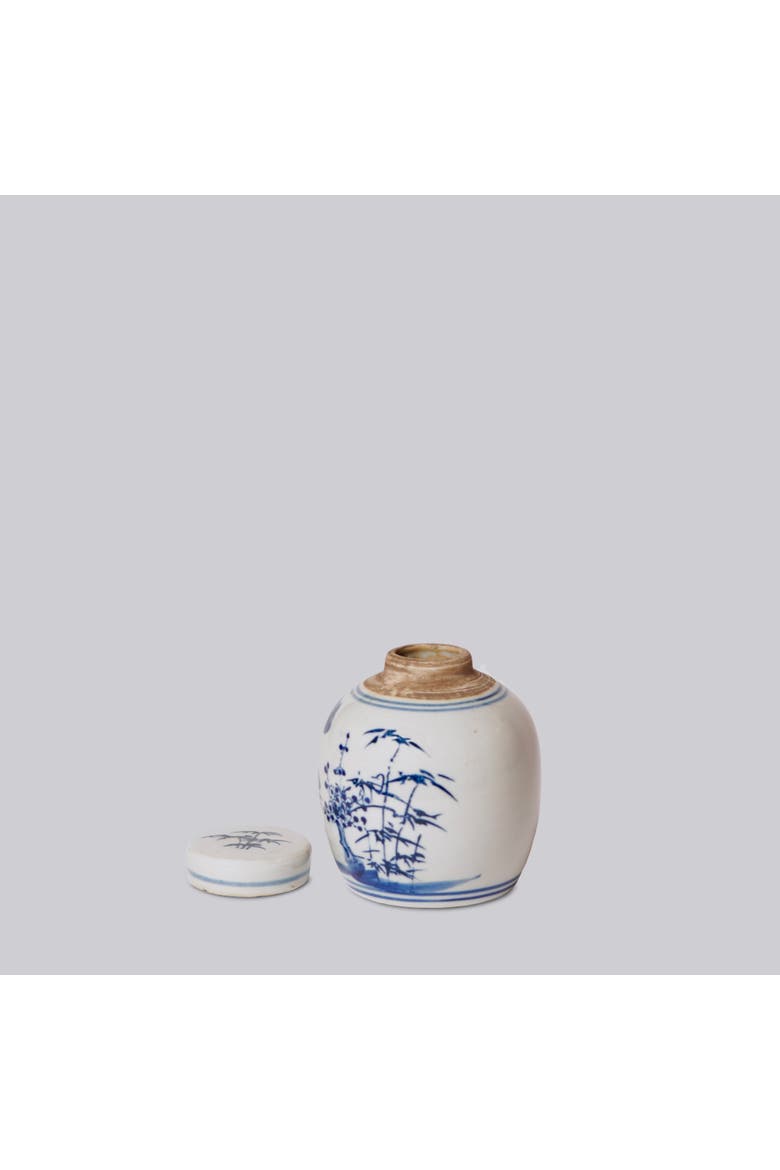 Porcelain Mini Three Friends Round Jar, Alternate, color, Blue + White