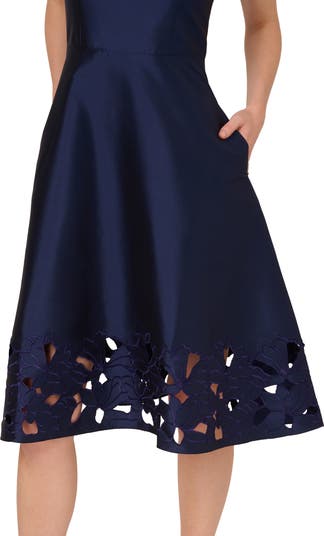 Cutwork Detail Taffeta Cocktail Dress