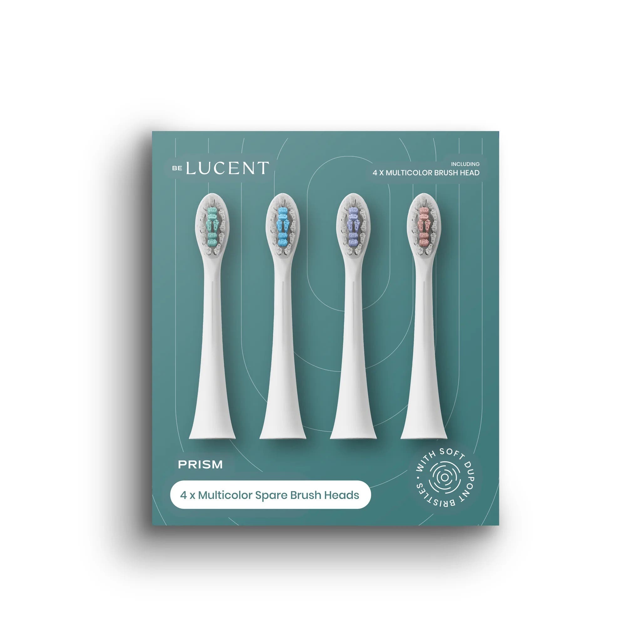Be Lucent Prism Sonic Toothbrush Heads, 4 Pack In White