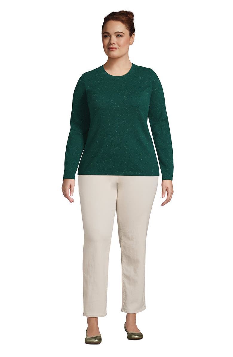 Lands' End Cashmere Sweater, Alternate, color, Bright Evergreen Donegal