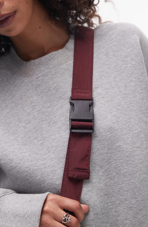 Topshop Nylon Crossbody Bag In Burgundy