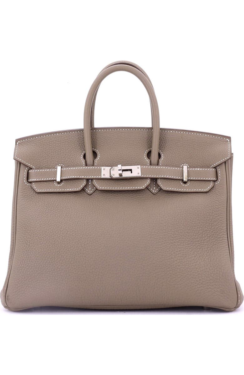 Pre-Owned Hermes Birkin Handbag Grey Togo with Palladium Hardware 25, Main, color, Etoupe