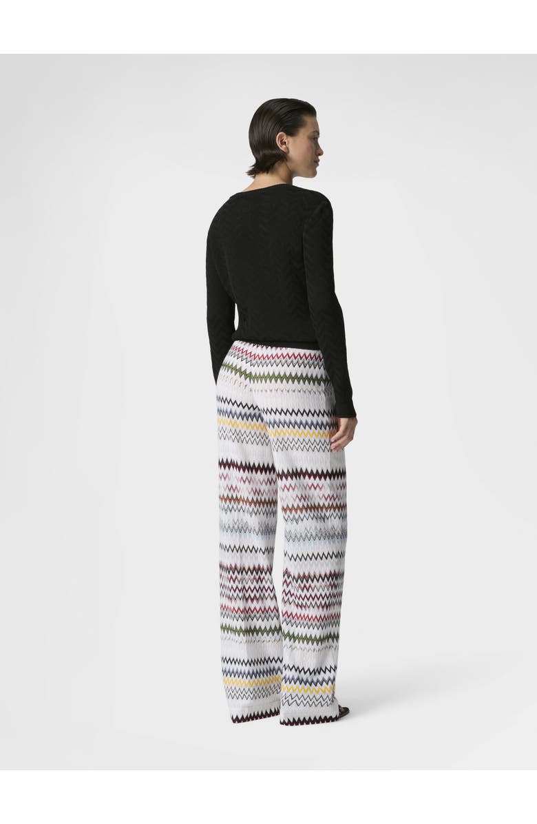 Missoni Wide Zigzag Viscose And Cotton Trousers, Alternate, color, Green& Brown
