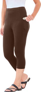 Roaman's Side-Pocket Essential Capri Legging