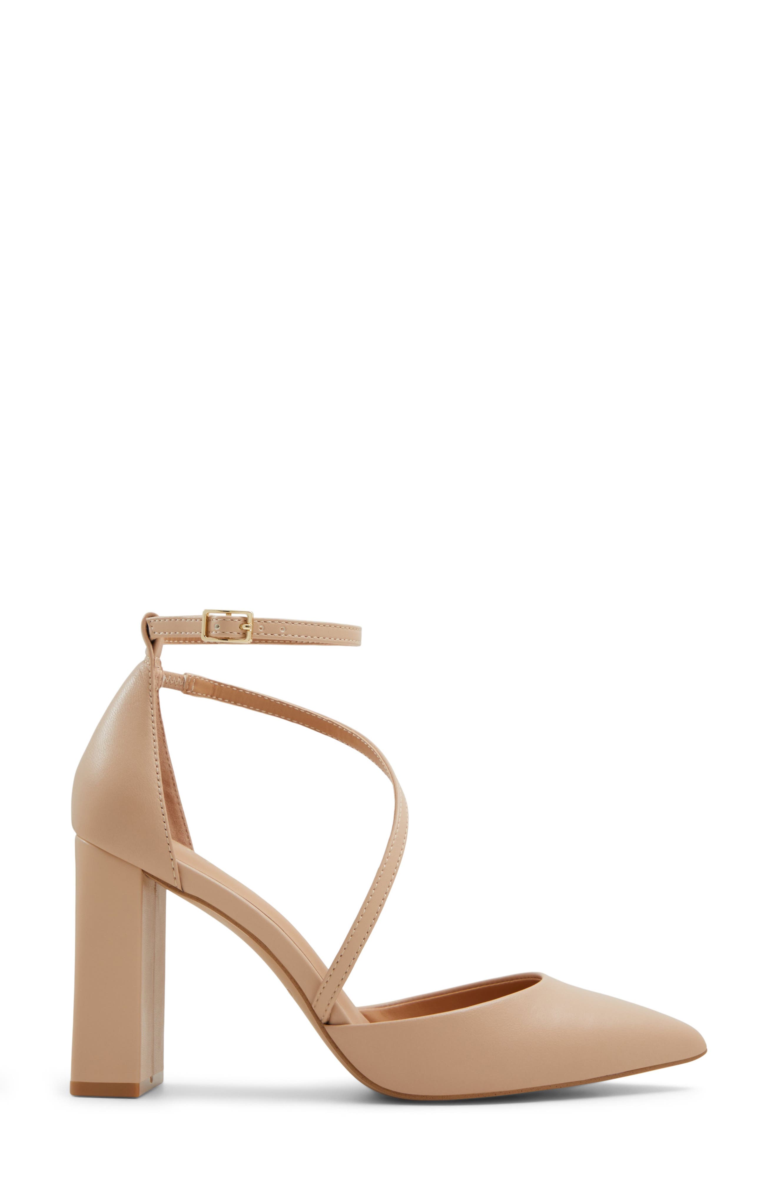 Milley Ankle Strap Pointed Toe Pump, Alternate, color, BONE