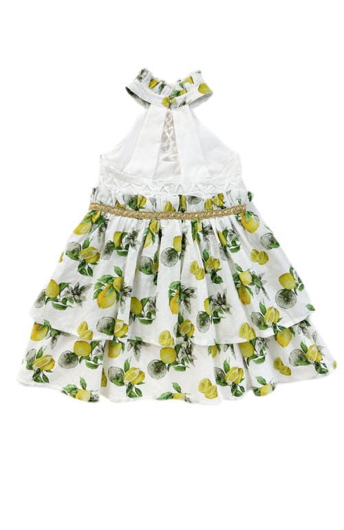 Petite Maison Kids Amalfi Lemon Dress In White Lemon Print