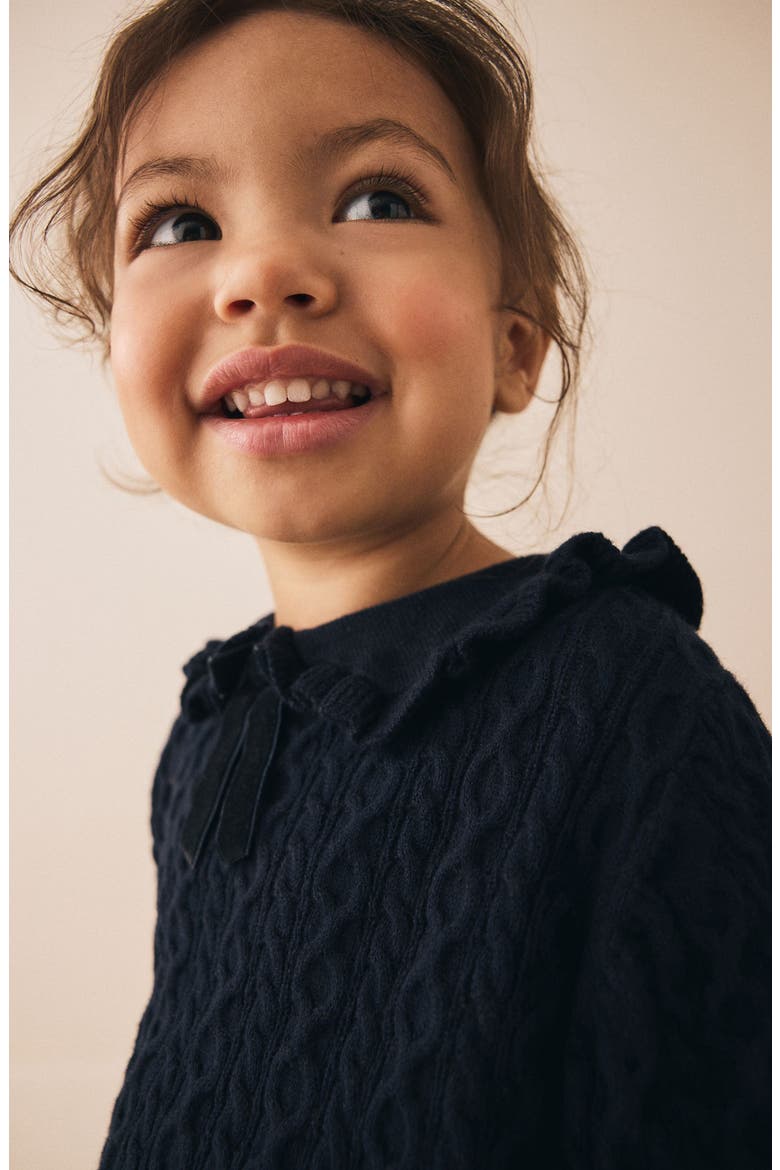 Kids' Bow Cotton & Cashmere Sweater, Alternate, color, BLUE