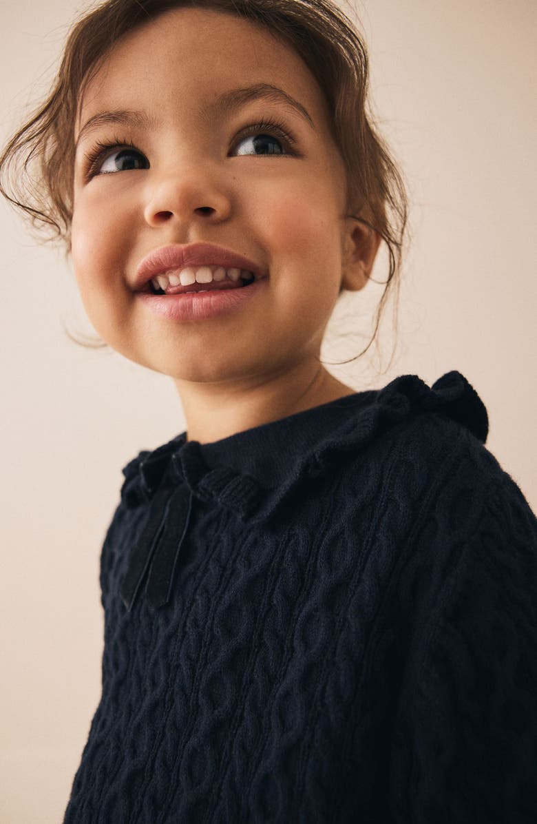 NEXT Kids' Bow Cotton & Cashmere Sweater, Alternate, color, Blue