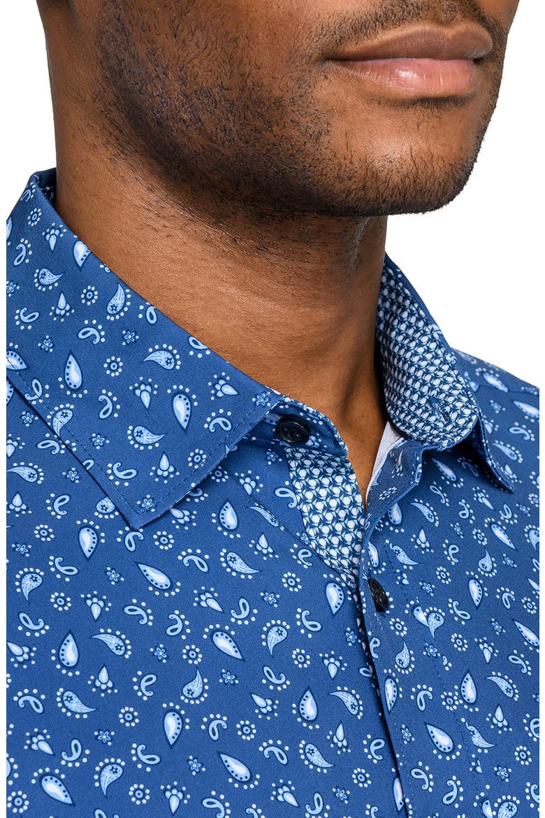 Paisley Woven Long Sleeve Basic, Alternate, color, STEEL BLUE