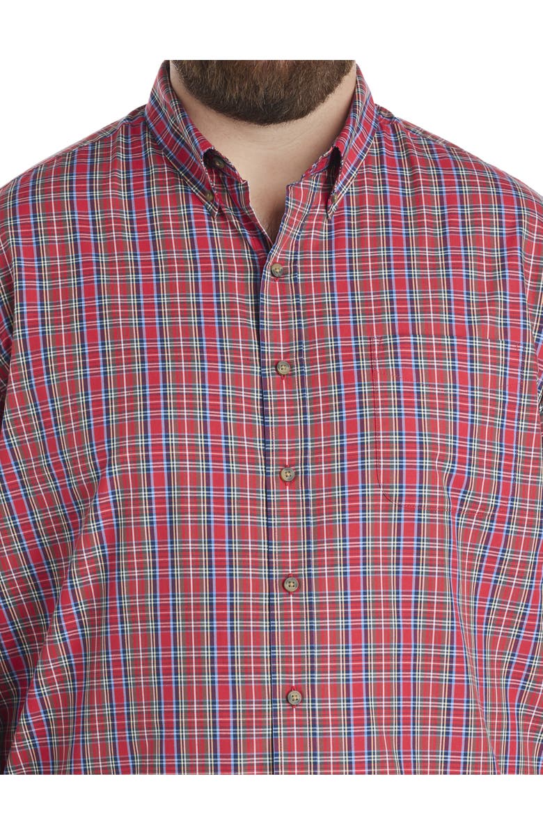 Harbor Bay by DXL Big & Tall Easy-Care Small Plaid Sport Shirt, Alternate, color, Red