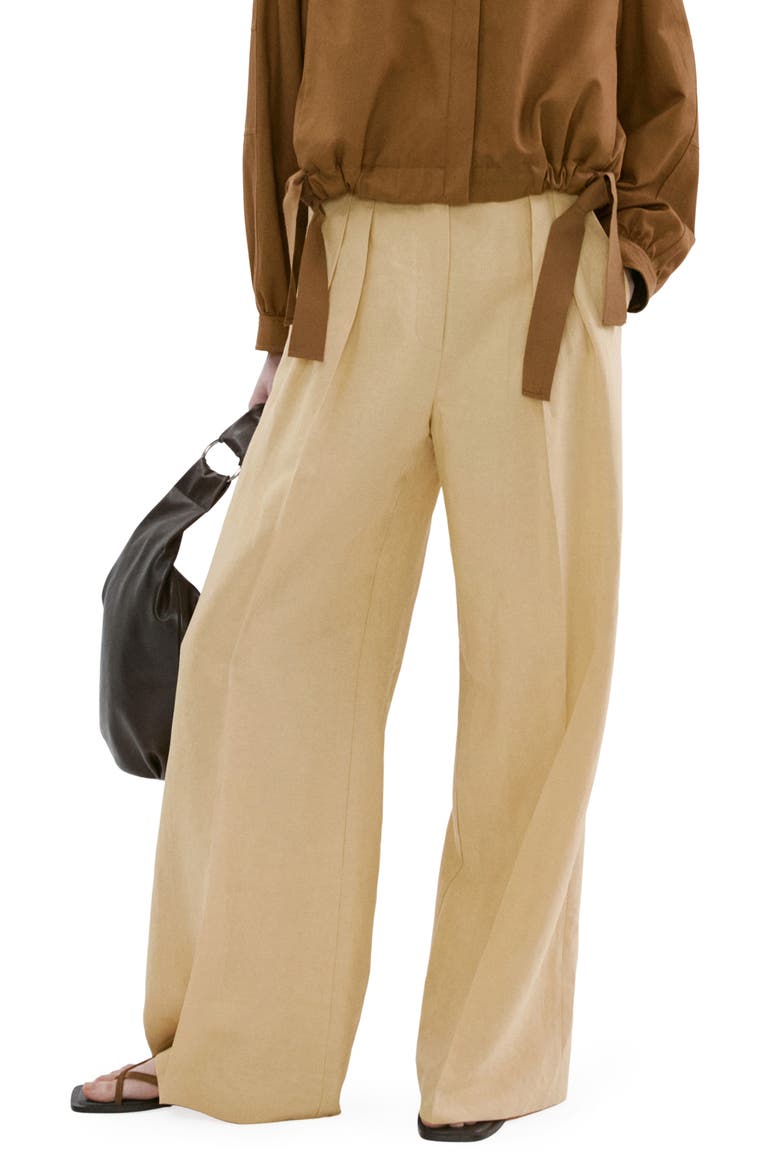 Pleated Wide Leg Pants, Main, color, MUSTARD