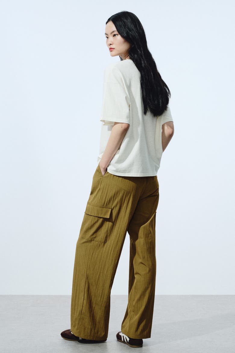 Wide Cargo Trousers, Alternate, color, Golden olive