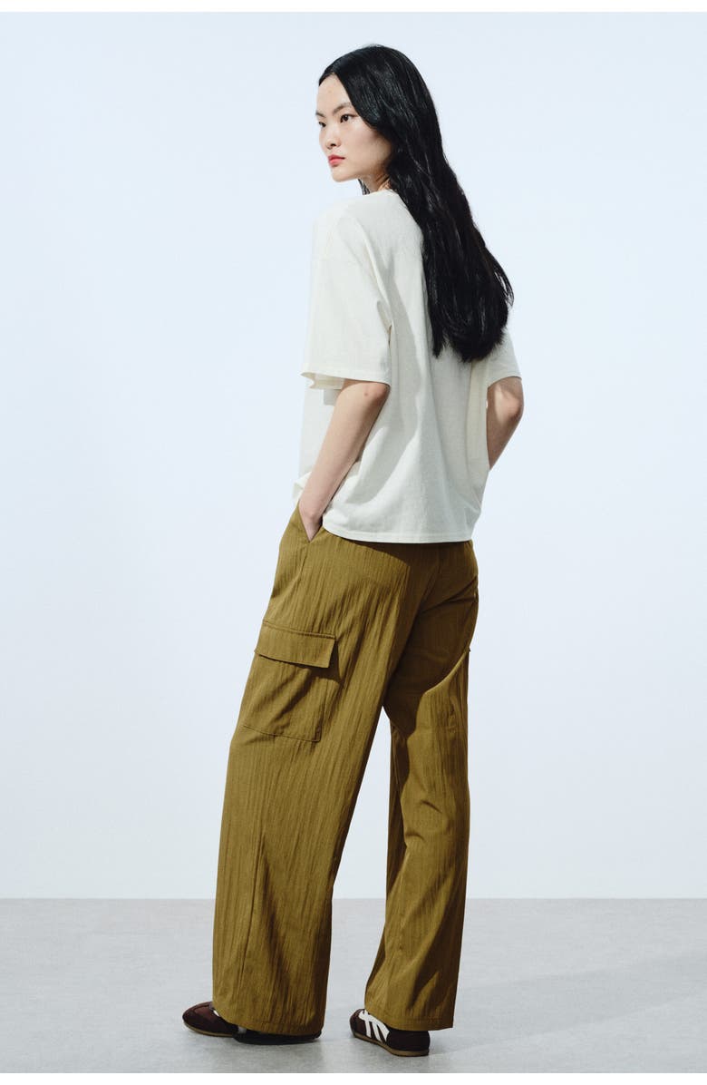 H&M Wide Cargo Trousers, Alternate, color, Golden Olive