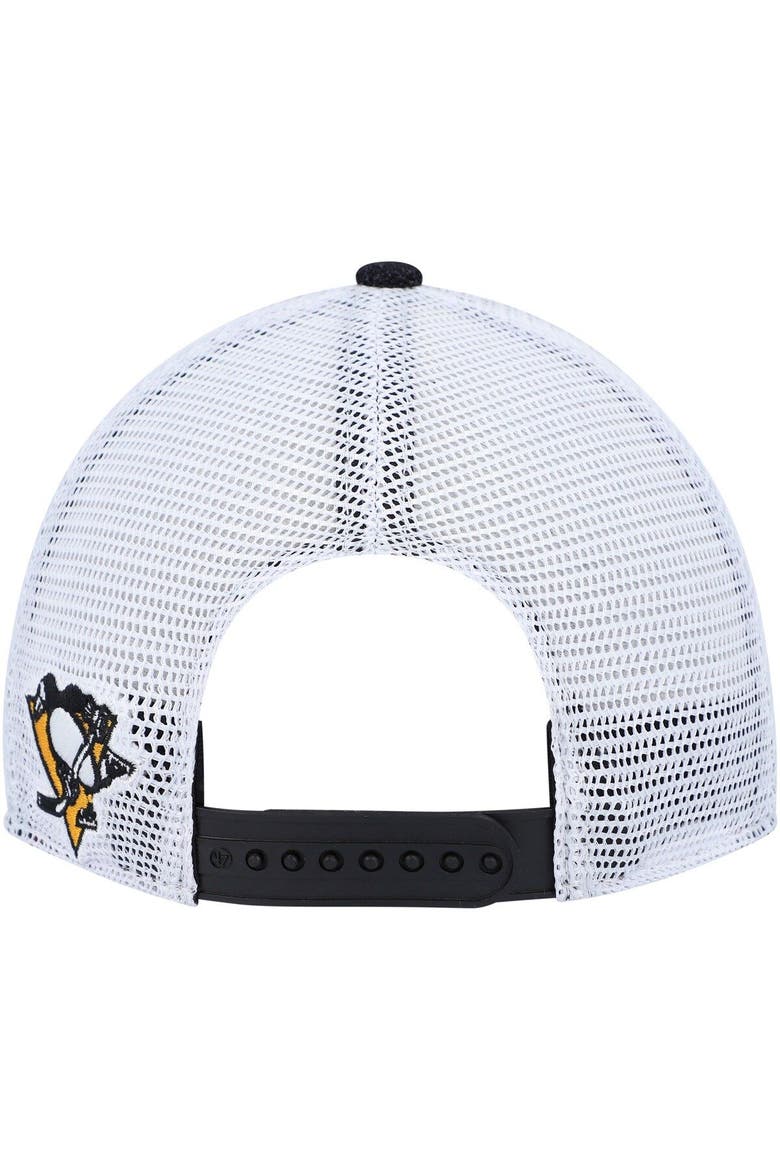 Women's '47 Black/White Pittsburgh Penguins Encore MVP Trucker Snapback Hat, Alternate, color, Black