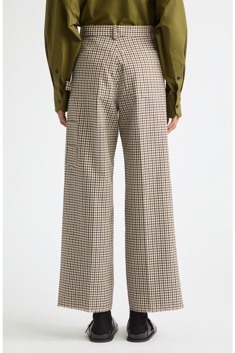 Check Wool Straight Leg Trousers, Alternate, color, BLACK/ CREAM CHECK