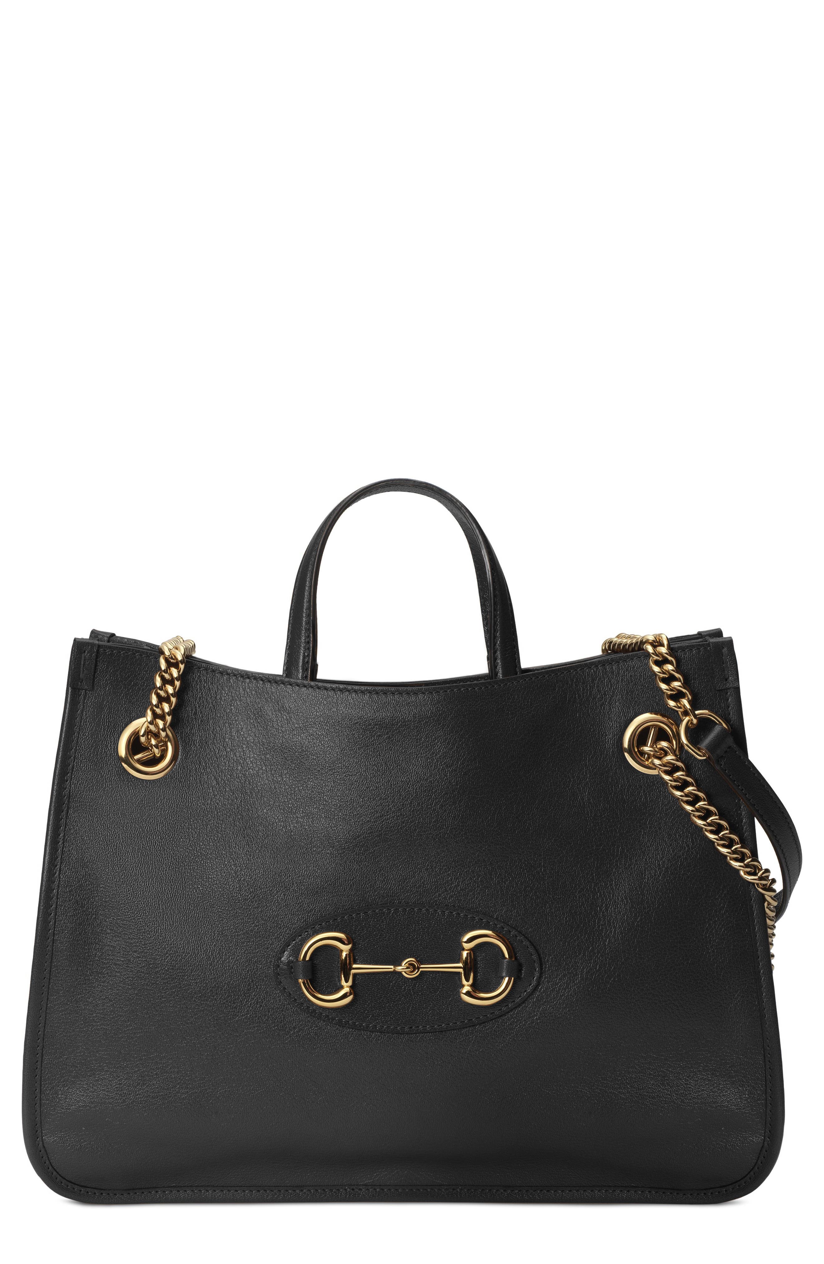 Gucci Medium 1955 Horsebit Convertible Leather Tote, Main, color, 