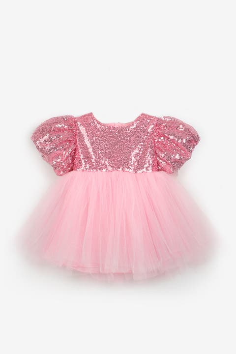 Amber Baby Girls’ Bow-detail Sequin Dress