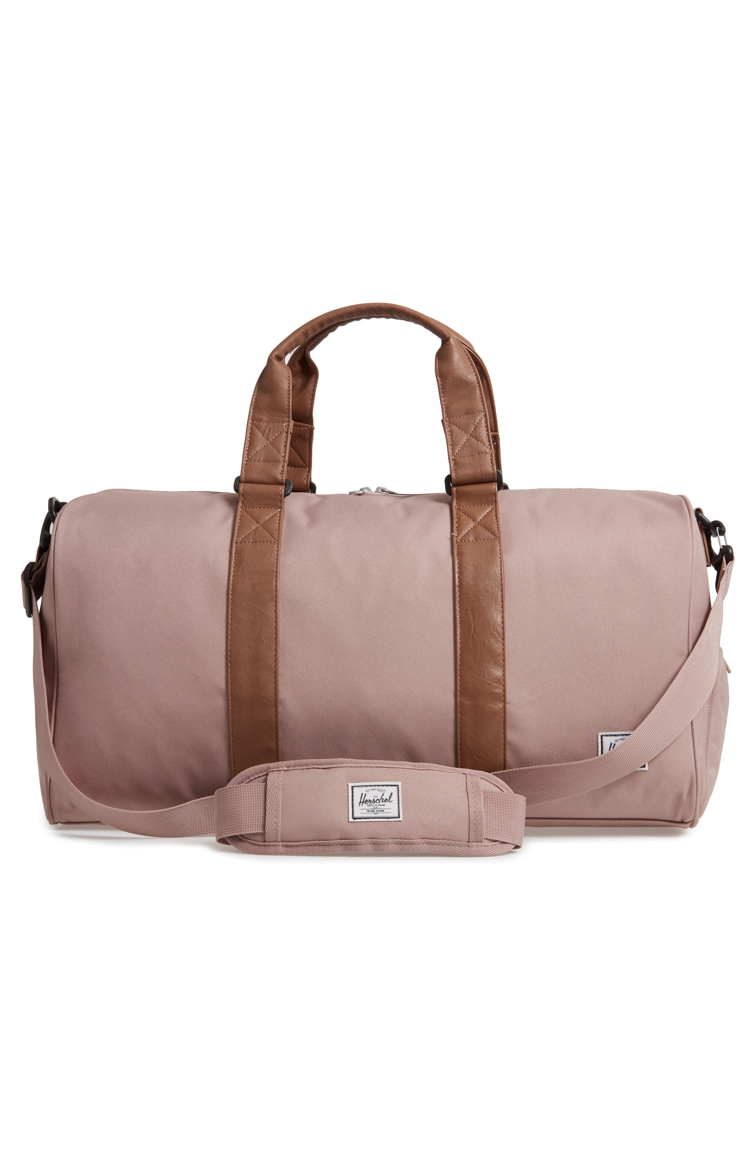 Canvas Duffle Bag, Alternate, color, ASH ROSE/TAN