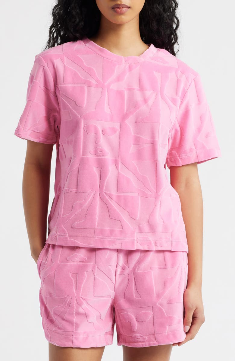 ICHI Textured French Terry Shirt, Main, color, Wild Orchid